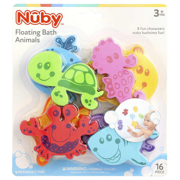 Nuby, Floating Bath Animals, 3+ Years, 16 Pieces