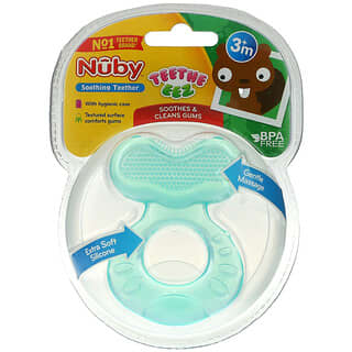 Nuby, Успокаивающий прорезыватель для зубов, Teeth Eez, для детей от 3 месяцев, Aqua, набор из 2 предметов