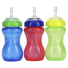 Nuby, Clik-it FlexStraw Cup, 12+ Months, Boy, 3 Pack, 10 oz (300 ml) Each