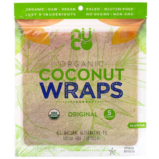NUCO, Wraps de Coco Orgânico, Original, 5 Wraps (14 g) Cada