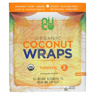 NUCO, Organic Coconut Wraps, Turmeric, 5 Wraps (14 g) Each