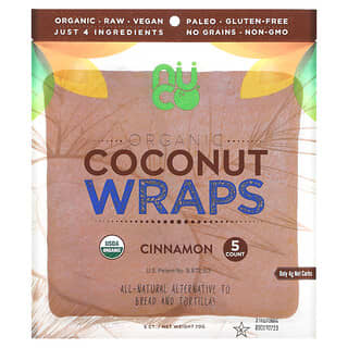NUCO, Wraps de Coco Orgânico, Canela, 5 Wraps (14 g) Cada