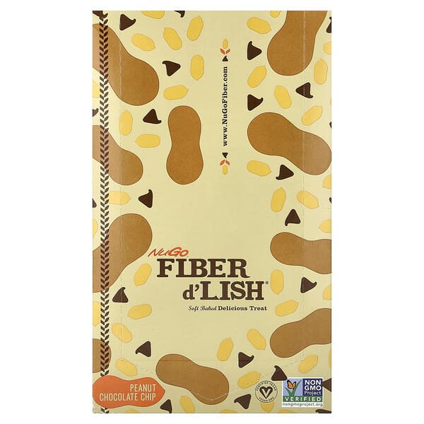 NuGo Nutrition, Fiber d'Lish®, Peanut Chocolate Chip, 16 Bars 1.6 oz (45 g) Each