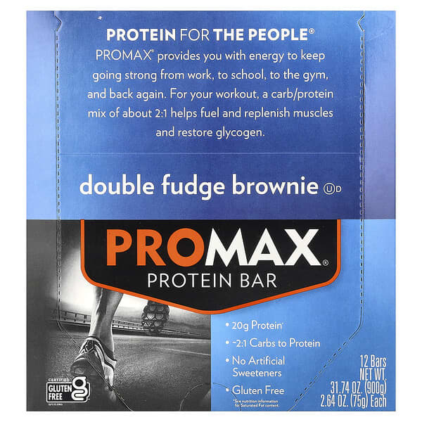 NuGo Nutrition, ProMax 蛋白棒，雙重軟糖布朗尼，12 根，每根 2.64 盎司（75 克）