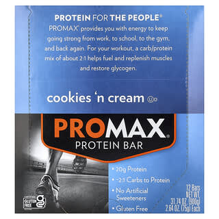 NuGo Nutrition, ProMax Protein Bar, Cookies 'n Cream, 12 Batangan, Masing-Masing 75 g (2,64 ons)