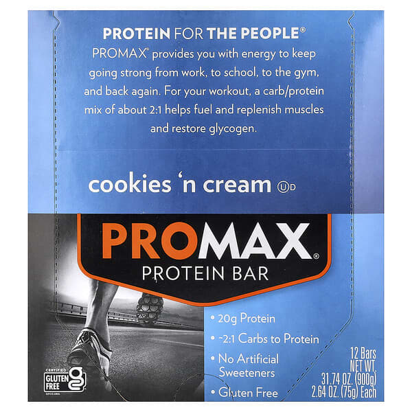 NuGo Nutrition, ProMax 蛋白棒，曲奇奶油味，12 根，每根 2.64 盎司（75 克）