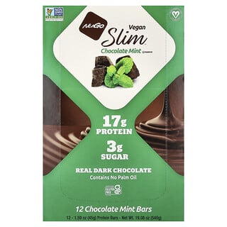 NuGo Nutrition, Slim®, Vegan Protein Bars, Chocolate Mint, 12 Bars, 1.59 oz (45 g) Each