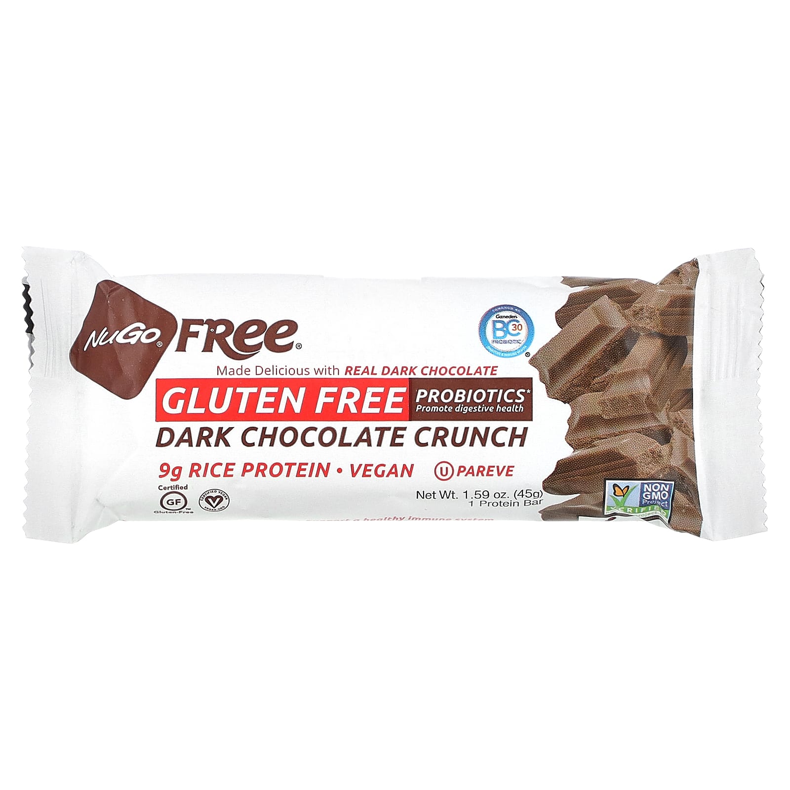 NuGo Nutrition, Gluten Free Protein Bar, Dark Chocolate Crunch, 12 Bars