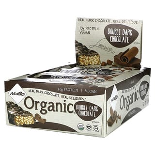 NuGo Nutrition, Chocolate Orgánico, Doble Oscuro, 12 Barras de Proteína Orgánica, 1.76 oz (50 g) c/u