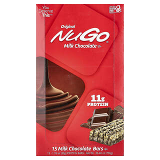 NuGo Nutrition, Barre originale, Chocolat au lait, 15 barres, 50 g chacune