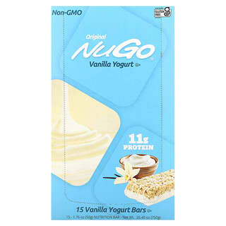 NuGo Nutrition, Original Bar, ванильный йогурт, 15 батончиков, 50 г (1,76 унции)