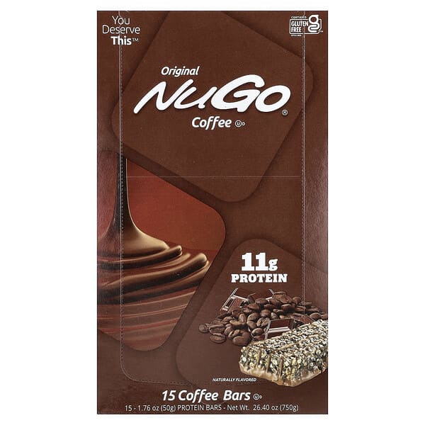 NuGo Nutrition, 營養棒，咖啡味，15 根，每根 1.76 盎司（50 克）