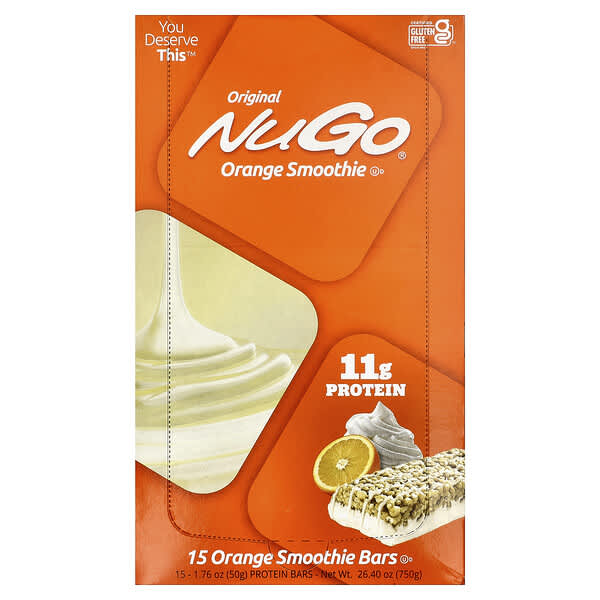 NuGo Nutrition, 프로틴바, 오렌지 스무디 , 바 15개, 각 50g(1.76oz)