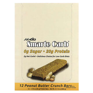 NuGo Nutrition, Smarte Carb, батончик с арахисовой пастой, 12 батончиков, 50 г (1,76 унции)