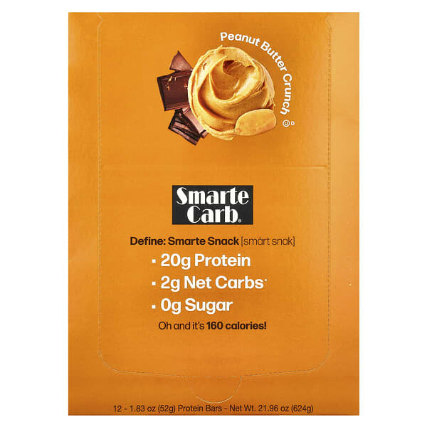 Smarte Carb® Protein Bar, Peanut Butter Crunch, 12 Bars, 1.83 oz (52 g) Each