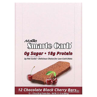 NuGo Nutrition, Barrita de carbohidratos Smarte, Chocolate y cereza negra, 12 barras, 50 g (1,76 oz) cada una