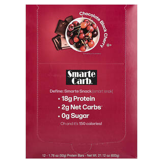 NuGo Nutrition, Barra de Smarte Carb, Chocolate e Cereja Preta, 12 Barras, 50 g (1,76 oz) Cada