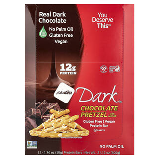NuGo Nutrition, Dark®, Protein Batangan, Pretzel Cokelat Dengan Garam Laut, 12 Batangan, 50 g (1,76 ons)