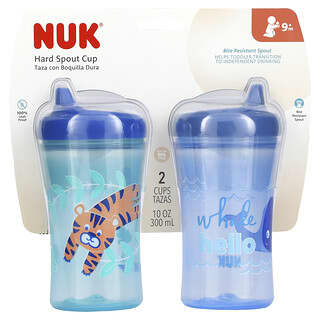 NUK (نوك)‏, First Essentials ، كوب ذو فوهة صلبة ، +9 أشهر ، كوبان ، 10 أونصة (300 مل) لكل منهما