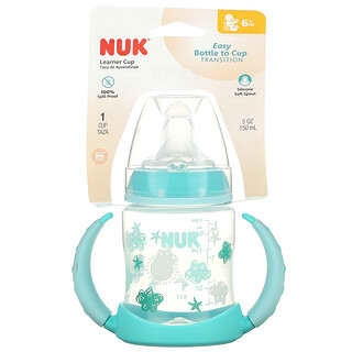 NUK (نوك)‏, كوب لتدريب الأطفال بعمر 6 أشهر أو أكبر على الشرب، لون أكوا، كوب واحد، 5 أونصات (150 مل)