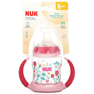 NUK (نوك)‏, كوب لتدريب الأطفال بعمر 6 أشهر فما فوق على الشرب، لون وردي، كوب واحد، 5 أونصات (150 مل)
