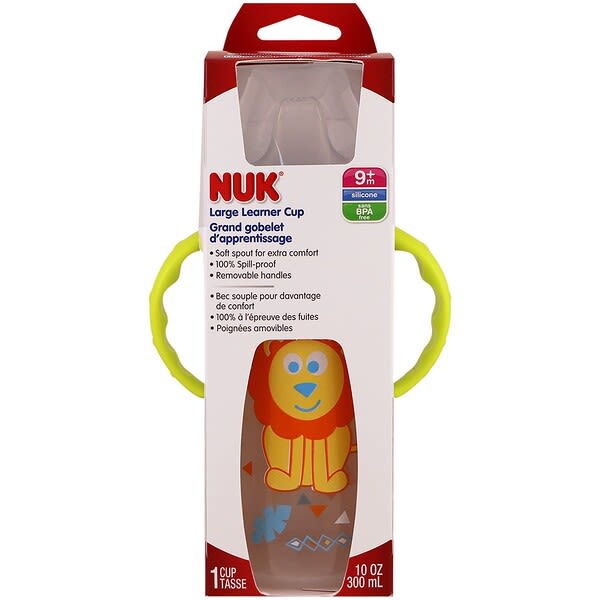 NUK‏, כוס אימון גדולה, לגיל 9 חודשים ומעלה, כוס אחת, 300 מ"ל (10 אונקיות)