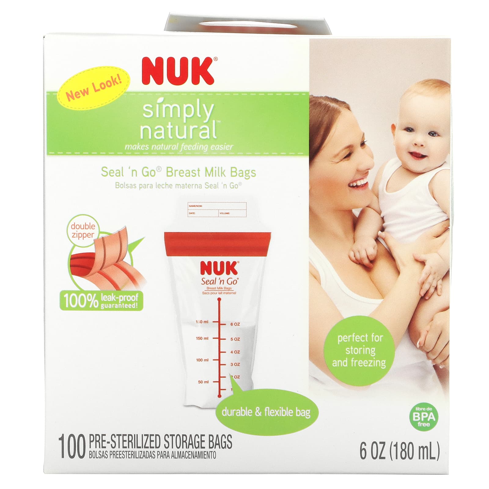 NUK Seal N Go Breast Milk Bags NEW 100 Count 