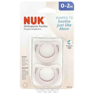 NUK, Orthodontic Pacifier, 0-2 Months, Pink, 2 Pack