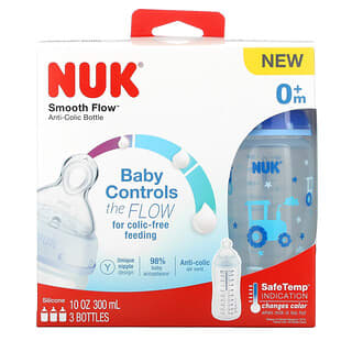NUK, Smooth Flow, Anti-Colic Bottle, 0+ Months, 3 Pack, 10 oz ( 300 ml) Each