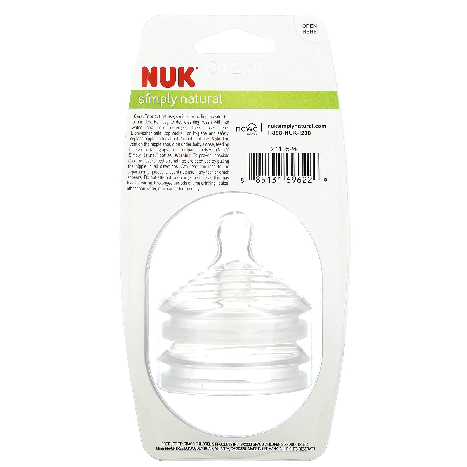 Nuk Simply Natural Nipples 0 Months Slow Flow 2 Nipples
