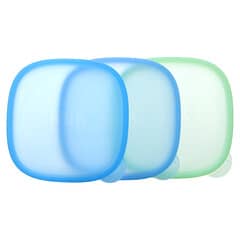 NUK, Tazones apilables, 4+ meses, azul y verde, 3 tazones + 3 tapas