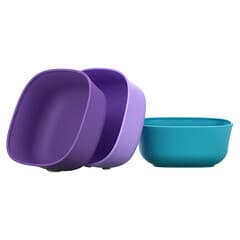 NUK, 炫彩調理碗，4 個月以上，紫色和青色，3 個碗 +3 個蓋子