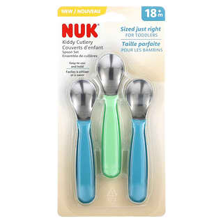 NUK (نوك)‏, مجموعة ملاعق أدوات المائدة من Kiddy ، لسن 18 شهرًا أو أكثر ، 3 ملاعق