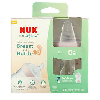 NUK, 簡單自然，瓶裝，0 個月以上，緩慢，2 支裝，每支 5 盎司（150 毫升）