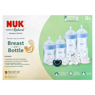 NUK, Simply Natural, Coffret cadeau pour nouveau-né, 0+ mois, 9 pièces