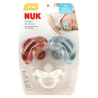 NUK, Comfy, силиконовая пустышка, для детей 0–6 месяцев, натуральный оттенок, 3 шт. В упаковке