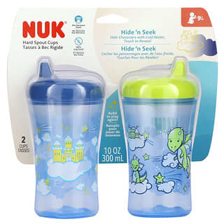 NUK, Hide 'n Seek, Hard Spout Cups, 9+ Months, Blue, 2 Cups, 10 oz (300 ml) Each