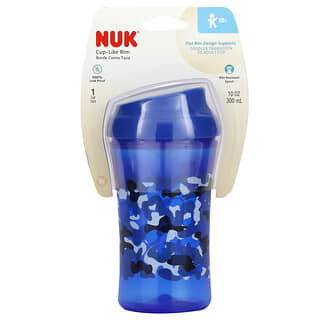 NUK, 컵 같은 가장자리, 생후 18개월 이상, 블루, 300ml(10oz)