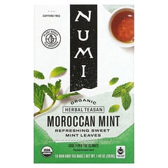 Numi Tea, Tisane biologique, Menthe marocaine, Sans caféine, 18 sachets de thé, 39,6 g