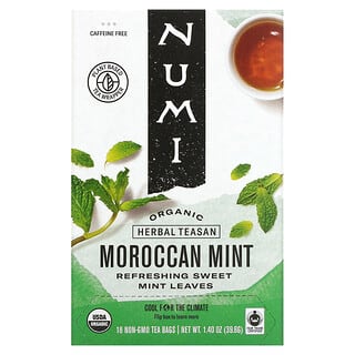 Numi Tea, Organic Herbal Teasan, Moroccan Mint, Caffeine Free, 18 Tea Bags, 1.40 oz (39.6 g)