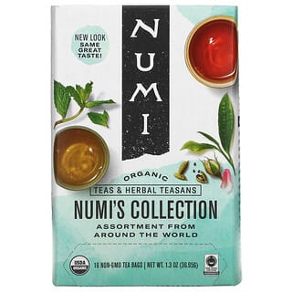 Numi Tea, شاي عضوي، زهورات الشاي والأعشاب، Numi's Collection، 16 كيس شاي غير معدّل وراثيًا، 1.26 أونصة (34.7 جم)