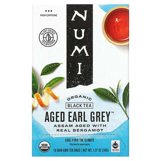 Numi Tea, Té negro orgánico, Earl Grey añejo, 18 bolsitas de té, 36 g (1,27 oz)
