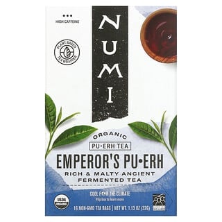 Numi Tea, شاي بوير العضوي، بوير الإمبراطور، 16 كيس شاي، 1.13 أونصة (32 جم)