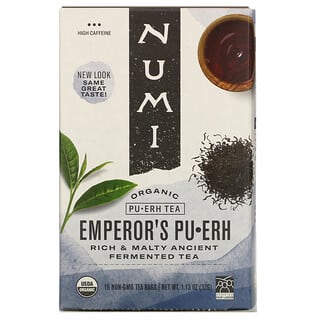 Numi Tea, Té Pu-Erh orgánico, Pu-Erh del emperador, 16 bolsitas de té, 32 g (1,13 oz)