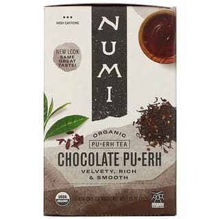 Numi Tea, Té Pu-Erh orgánico, Pu-Erh de chocolate, 16 bolsitas de té, 35,2 g (1,24 oz)