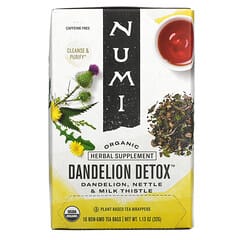 Numi Tea, Organic, Dandelion Detox, Caffeine Free, 16 Non-GMO Tea Bags, 1.13 oz (32 g)