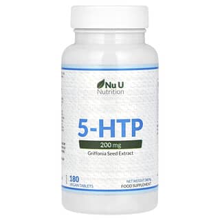 Nu U Nutrition, 5-HTP、200mg、ビーガンタブレット180粒