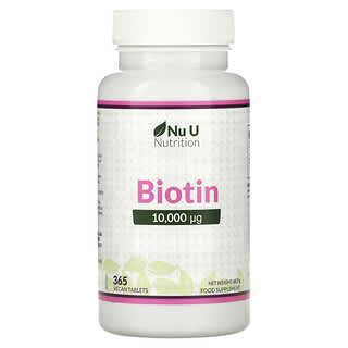 Nu U Nutrition, Biotin, 10,000 µp, 365 Vegan Tablets