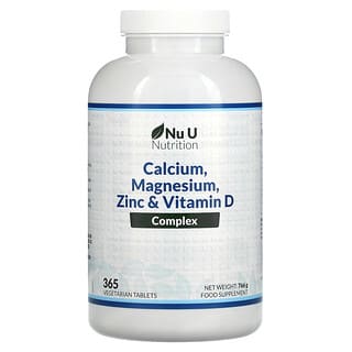 Nu U Nutrition, カルシウム・マグネシウム・亜鉛・ビタミンDコンプレックス、ベジタリアンタブレット365粒