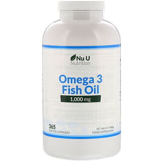 Nu U Nutrition, Aceite de pescado con omega-3, 1000 mg, 365 cápsulas blandas